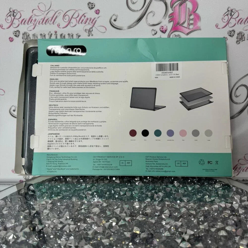 Mosiso laptop case hard sparkly glitter black Protective Hard Case Mac book